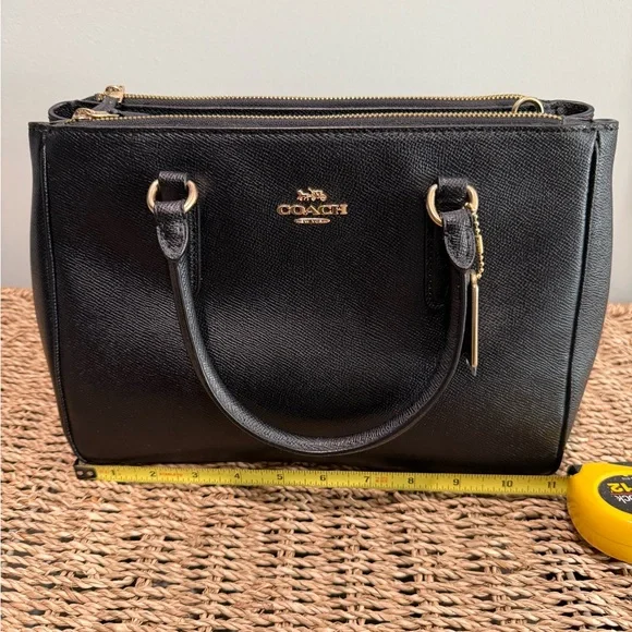 NWT Coach Black Leather Surrey Mini Carryall with Gold Accents - Picture 7 of 8